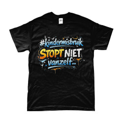 T-Shirt - Kindermisbruik Stopt Niet Vanzelf (Child Abuse Doesn't Stop on Its Own)| Full Color printed Clothing