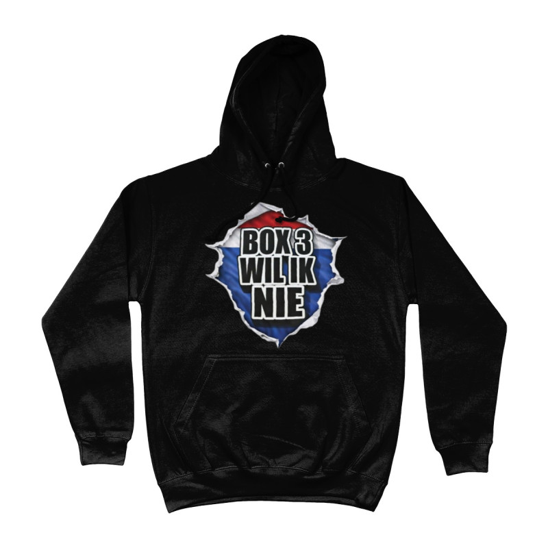 Hoodie - Box3 Wil Ik Nie | Full Color bedrukte Kleding