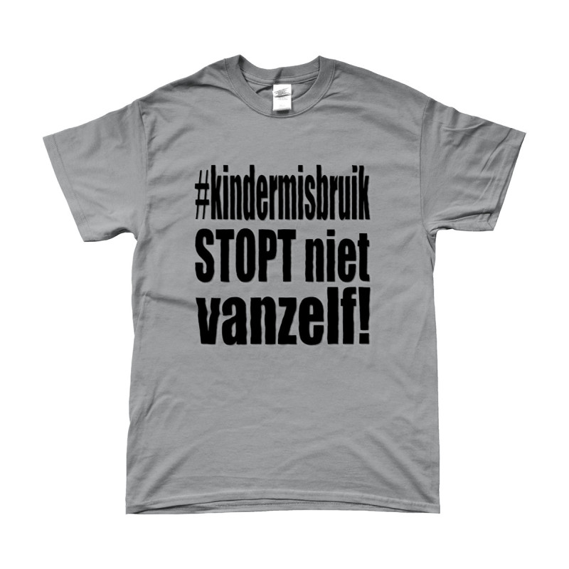 T-Shirt - Kindermisbruik Stopt Niet Vanzelf! (Child Abuse Doesn't Stop on Its Own)| Full Color printed Clothing