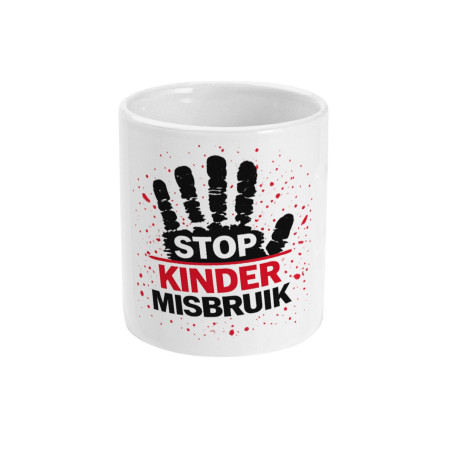 Keramiek Mok - Stop Kinder Misbruik | Full Color bedrukte Kleding