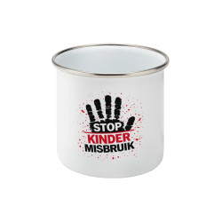 Geëmailleerde Mok - Stop Kinder Misbruik | Full Color bedrukte Kleding