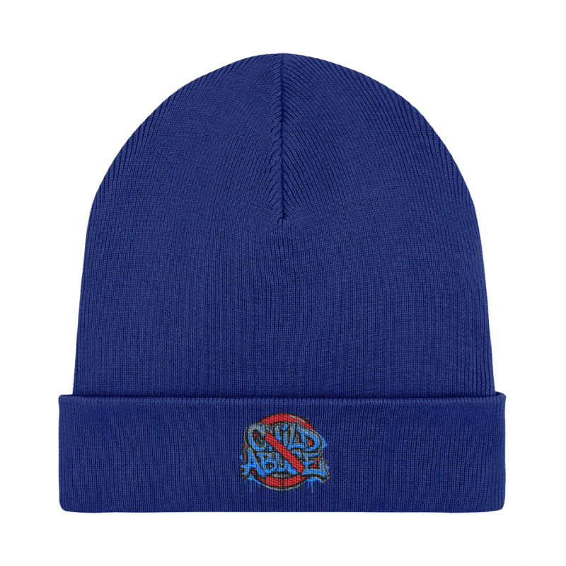Rib Beanie - Embroidered - Stop Child Abuse | Full Color printed Clothing